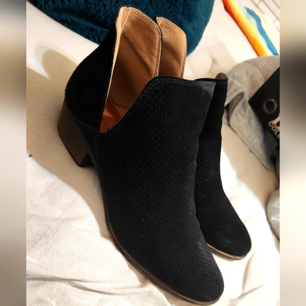 Lucky Brand Black Suede Ankle Boots